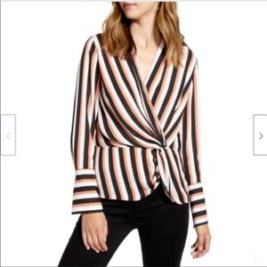 Chelsea28 Surplice Twist Front Top Striped